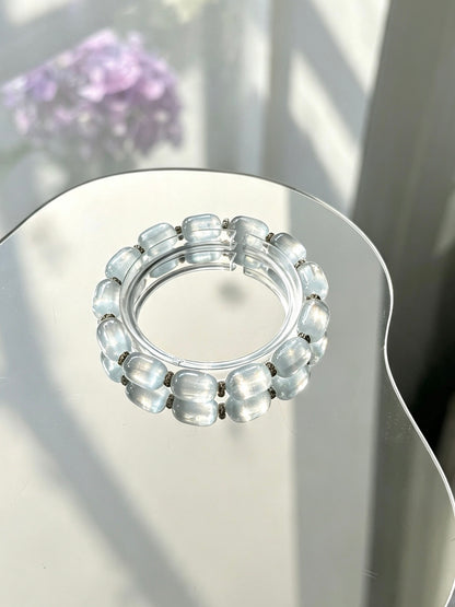 Natural White Phantom Quartz Freeform Bracelet天然幽灵随形单圈手链