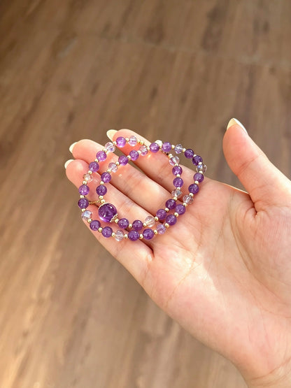 Natural Amethyst Double-Wrap Bracelet