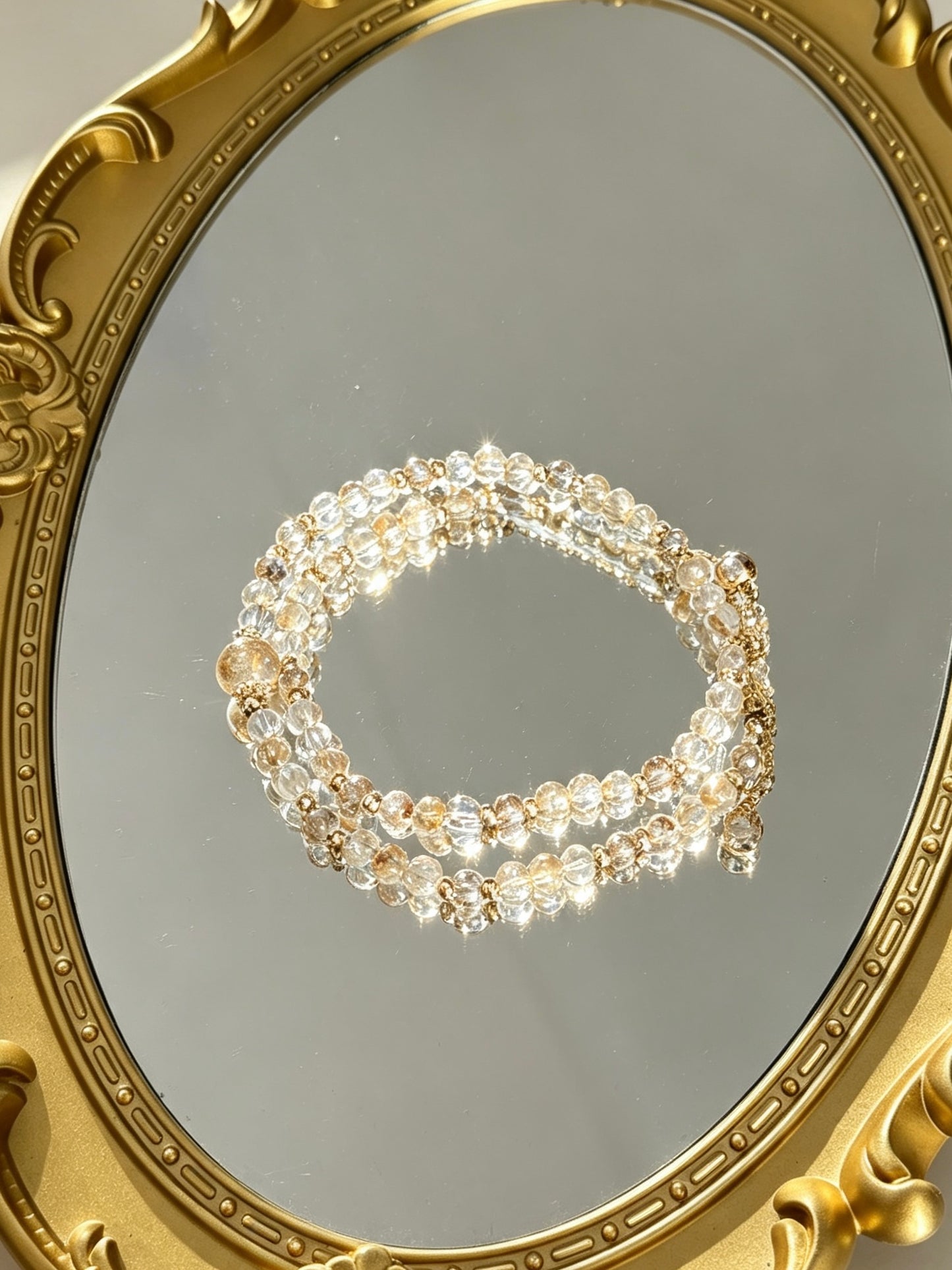 Natural Rutilated Quartz Double-Layer Bracelet 天然金发晶细珠双圈手链