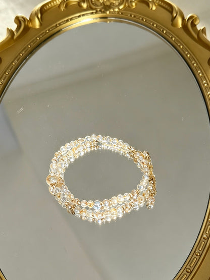 Natural Rutilated Quartz Double-Layer Bracelet 天然金发晶细珠双圈手链
