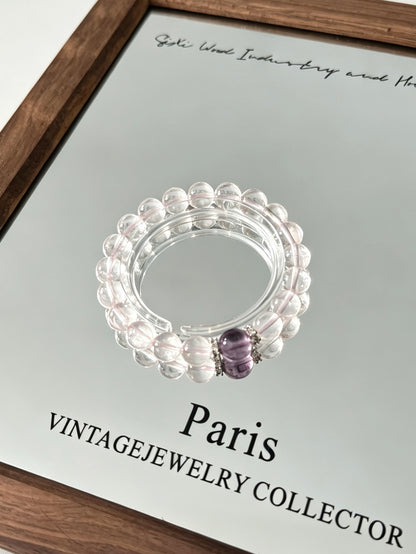 Bracelet en quartz blanc naturel et améthyste
