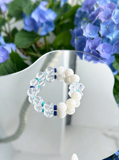 Natural Clear Quartz & White Jade Bracelet｜天然白水晶白玉手串