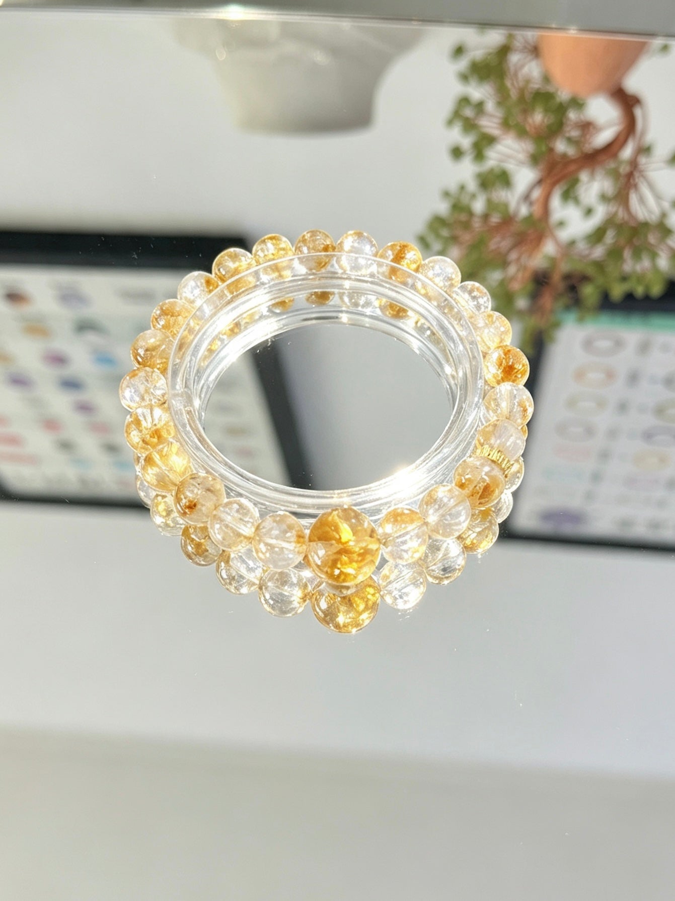 Bracelet en perles rondes de citrine naturelle