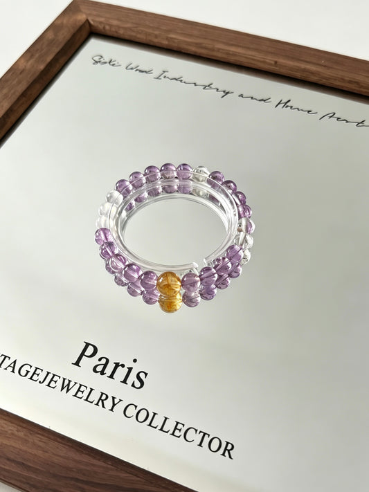 Natural Amethyst, Clear Quartz &amp; Citrine Bracelet 天然紫水晶白水晶黄水晶手串