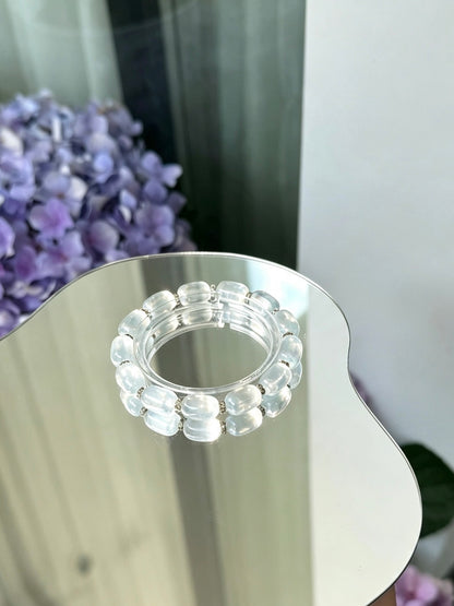 Natural White Phantom Quartz Freeform Bracelet天然幽灵随形单圈手链