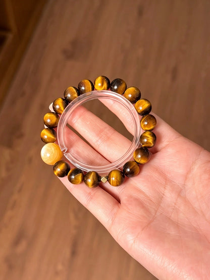 Natural Golden Tiger’s Eye &amp; Yellow Rutilated Quartz Bracelet 天然黄虎眼石黄兔毛手串