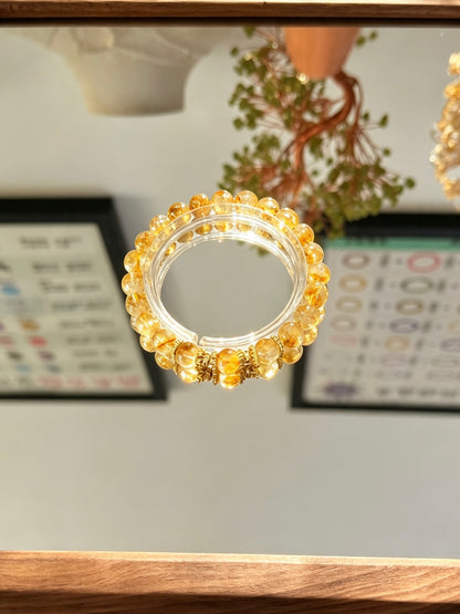 Natural Citrine Round Bead Bracelet | 天然黄水晶圆珠手链
