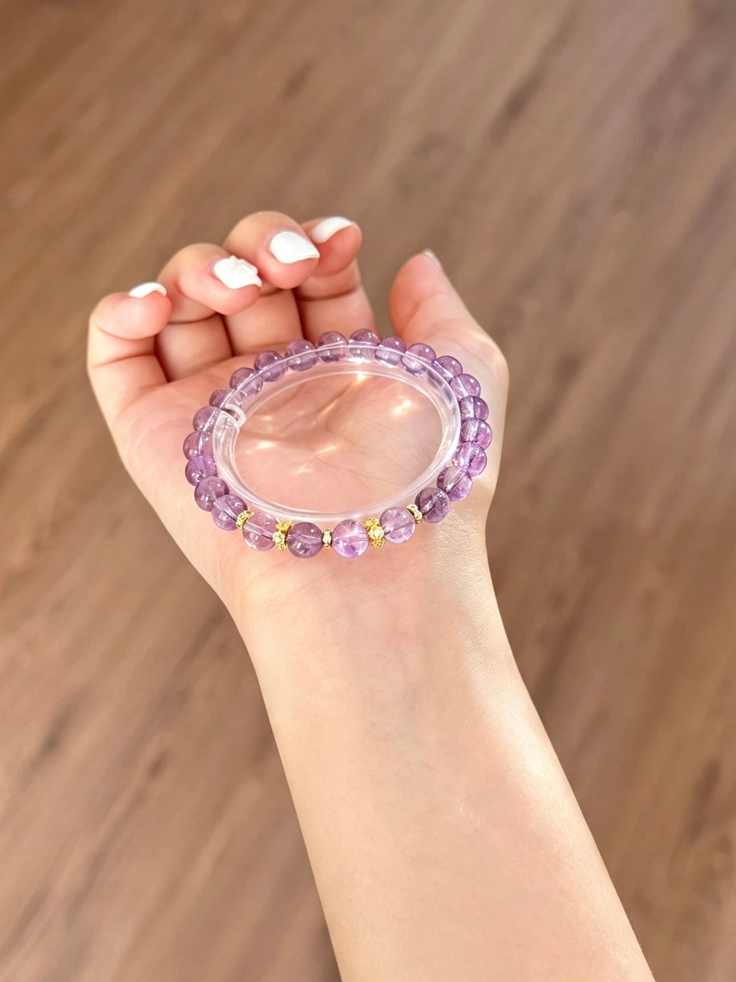 Natural Amethyst Round Bead Bracelet | 天然紫水晶圆珠手链