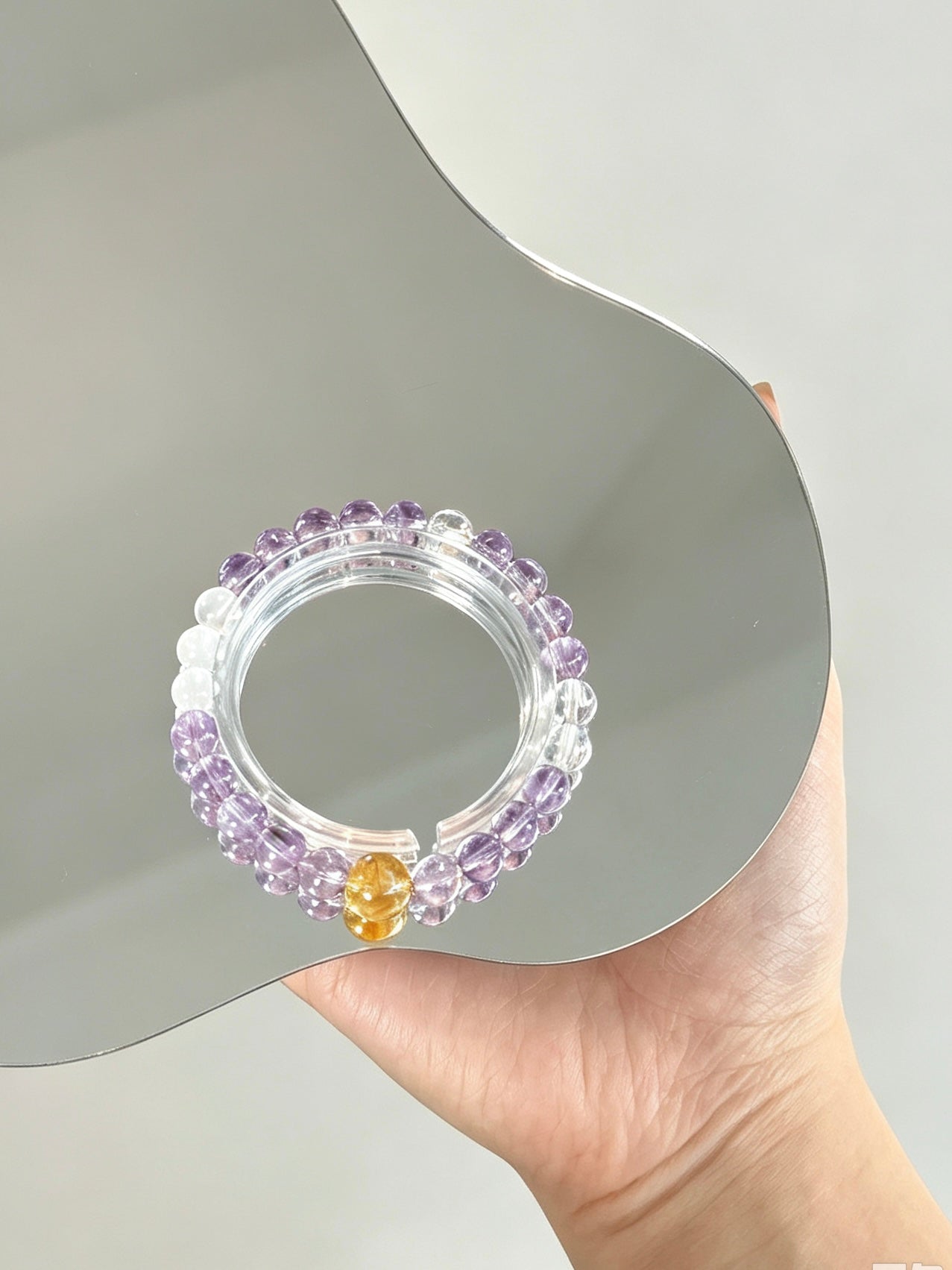 Natural Amethyst, Clear Quartz &amp; Citrine Bracelet 天然紫水晶白水晶黄水晶手串