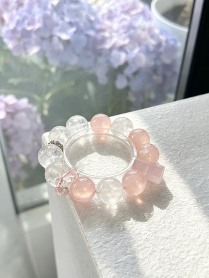 Natural Clear Quartz & Rose Quartz Bracelet｜天然白水晶粉晶手串