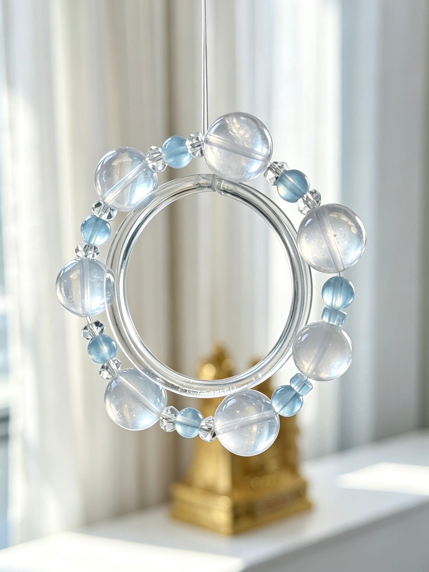 Natural Rose Quartz & Aquamarine Bracelet