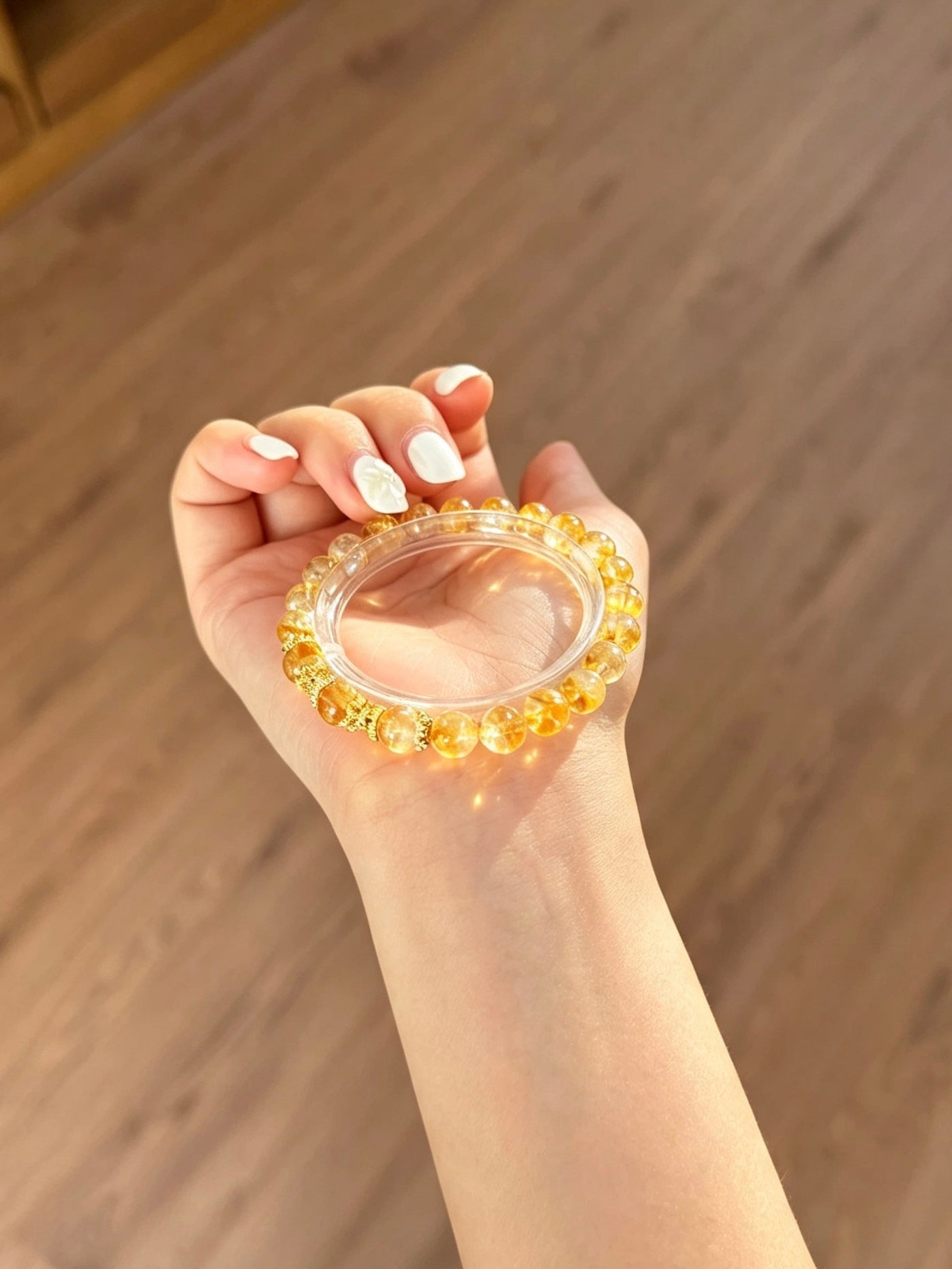 Natural Citrine Round Bead Bracelet | 天然黄水晶圆珠手链