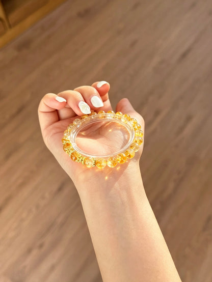 Natural Citrine Round Bead Bracelet | 天然黄水晶圆珠手链