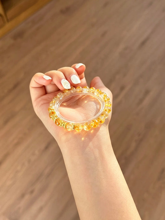 Natural Citrine Round Bead Bracelet | 天然黄水晶圆珠手链