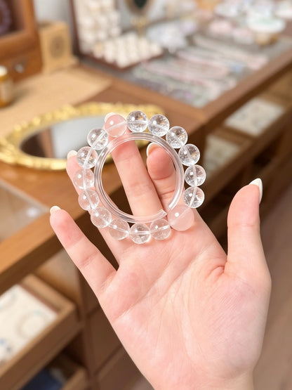 Bracelet en quartz clair naturel et quartz rose