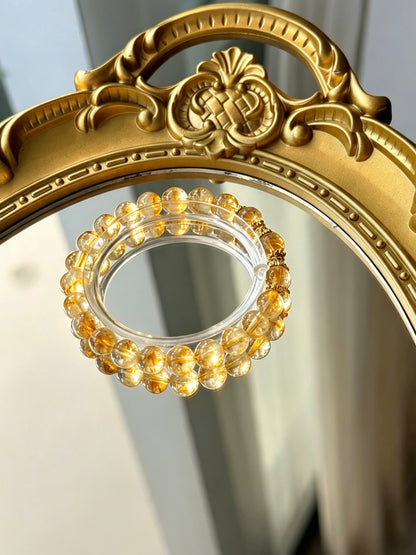 Natural Citrine Round Bead Bracelet | 天然黄水晶圆珠手链