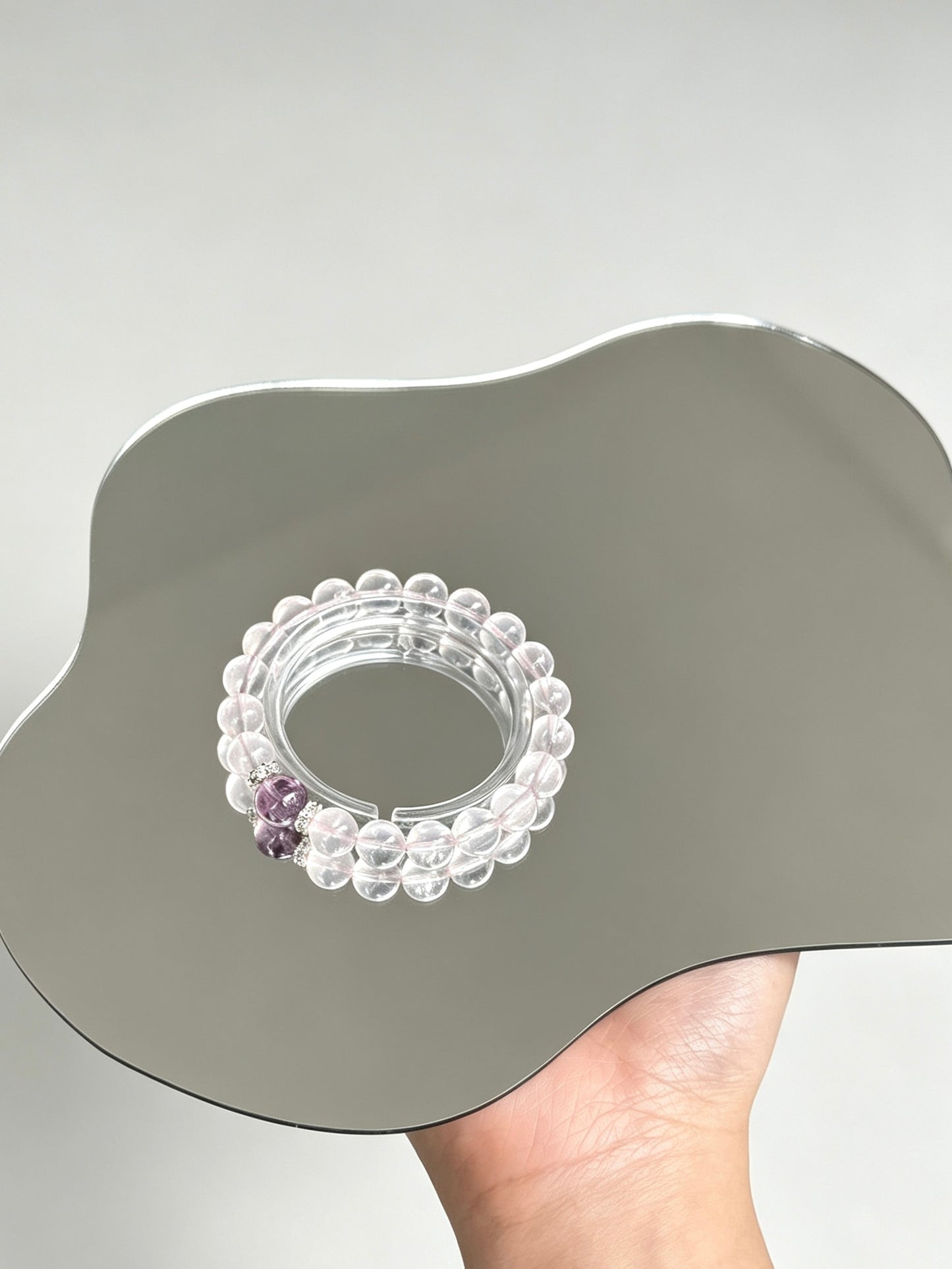 Bracelet en quartz blanc naturel et améthyste