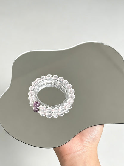 Bracelet en quartz blanc naturel et améthyste