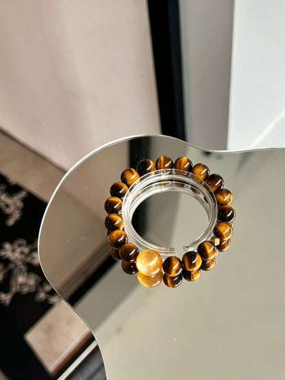 Natural Golden Tiger’s Eye &amp; Yellow Rutilated Quartz Bracelet 天然黄虎眼石黄兔毛手串