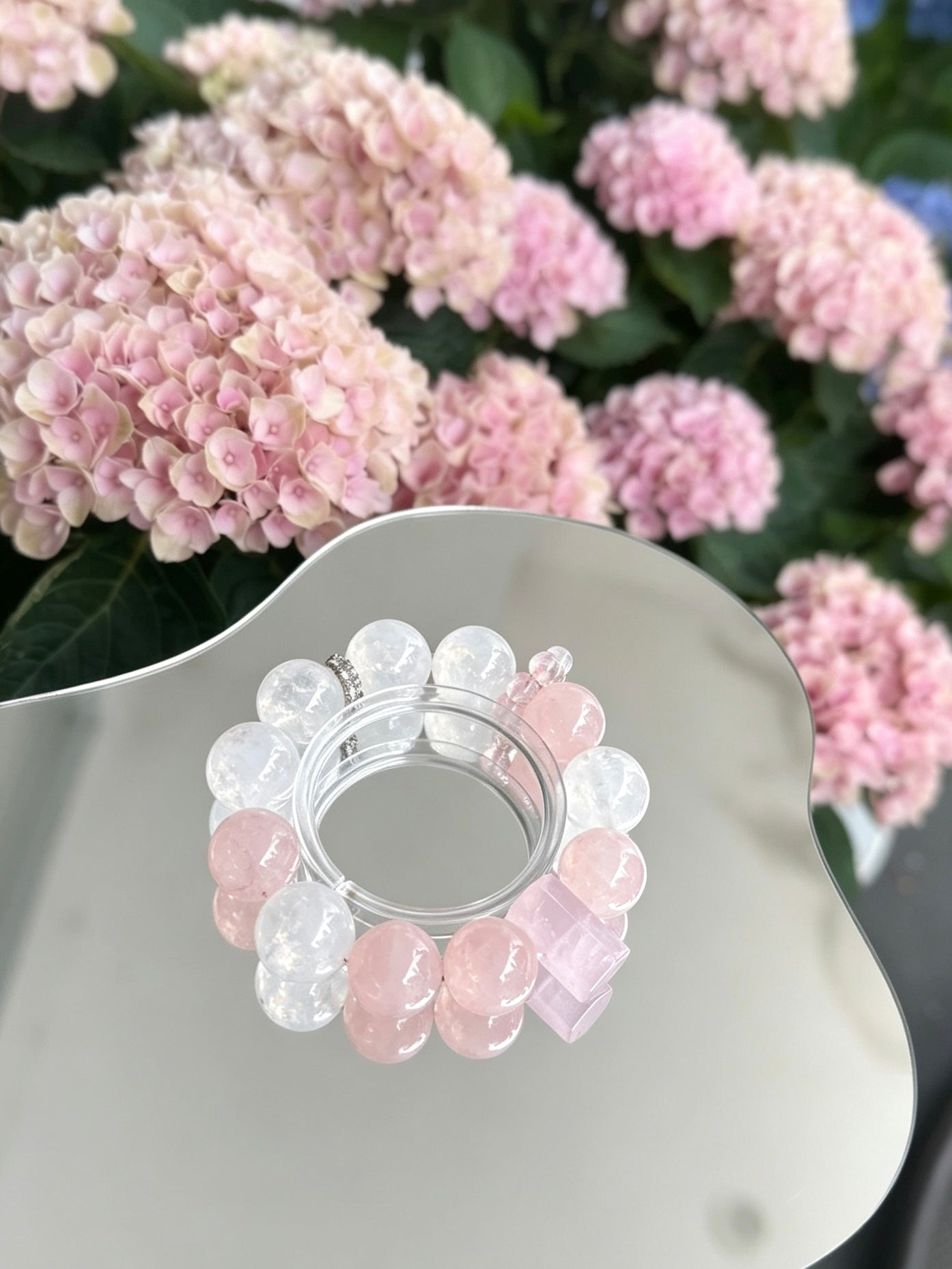 Natural Clear Quartz & Rose Quartz Bracelet｜天然白水晶粉晶手串
