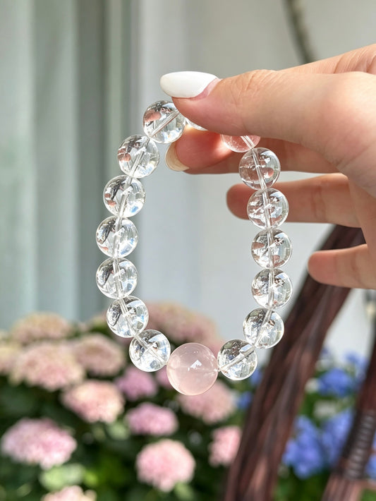 Natural Clear Quartz & Rose Quartz Bracelet｜天然白水晶粉晶手串