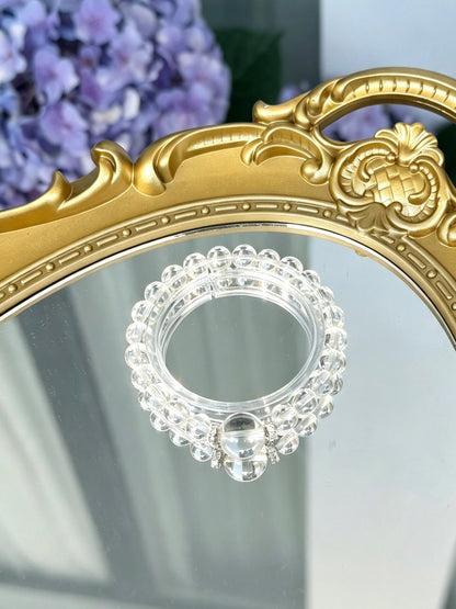Natural Clear Quartz Bracelet Accent | 天然白水晶点缀圆珠手链